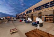 Outdoor terrace on 3rd level overlooking westgate's water-dance plaza